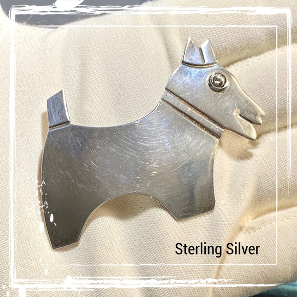 Mexico Jewelry - VTG Mexico ATI 925 Sterling Silver Scottie Dog Brooch Pin